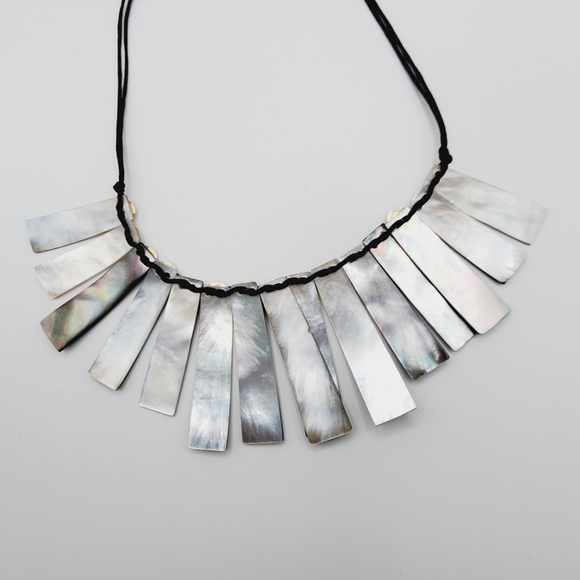 Vintage mother of pearl abalone necklace statement gorgeous piece 70's natural - Picture 12 of 15
